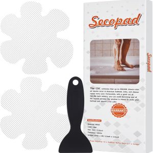Secopad Non-Slip Bathtub Stickers, Safety Bathroom Tubs Showers Treads Adhesive Decals Scraper