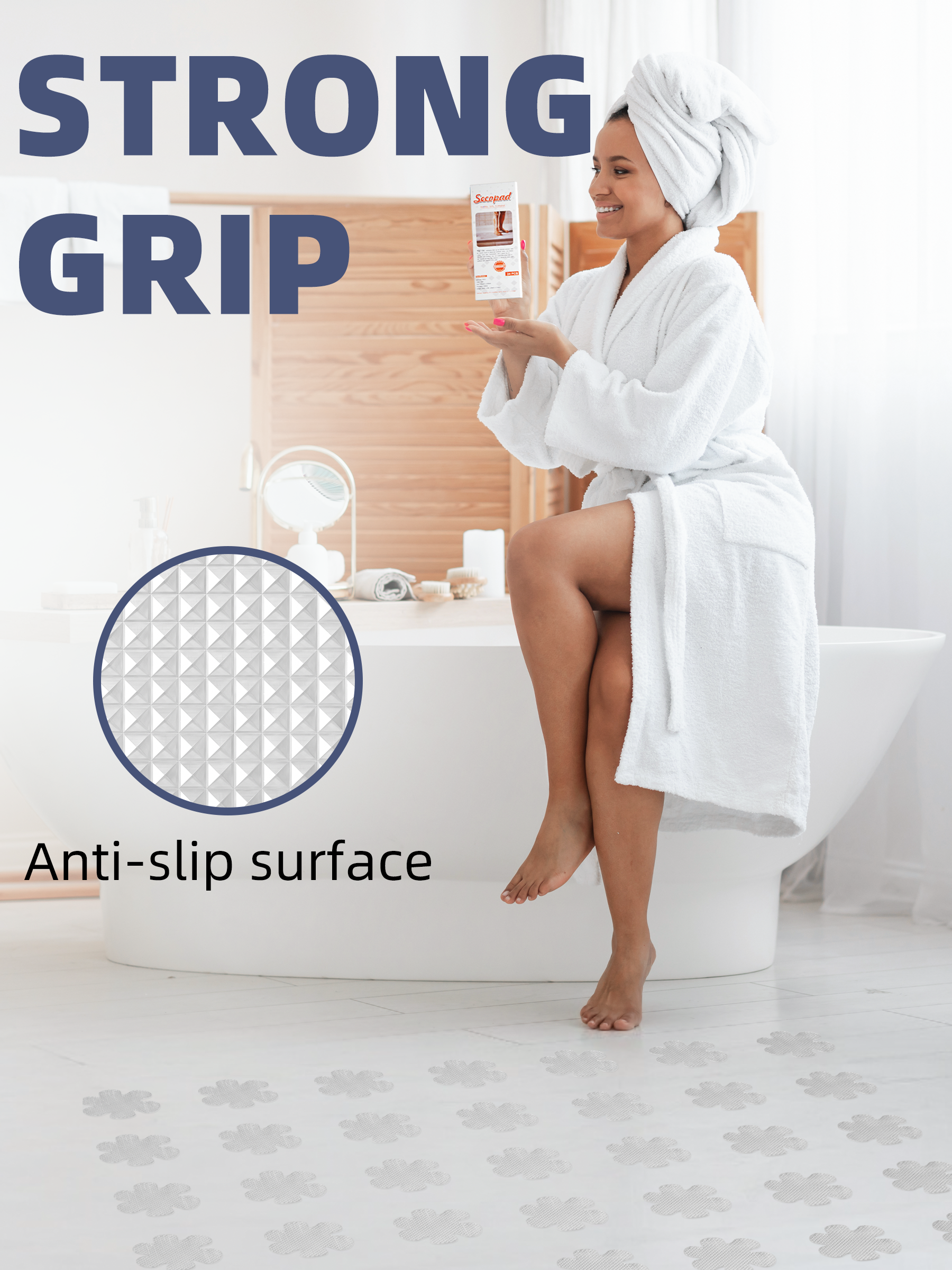 Secopad Non-Slip Bathtub Stickers, Safety Bathroom Tubs Showers Treads Adhesive Decals Scraper - Image 2