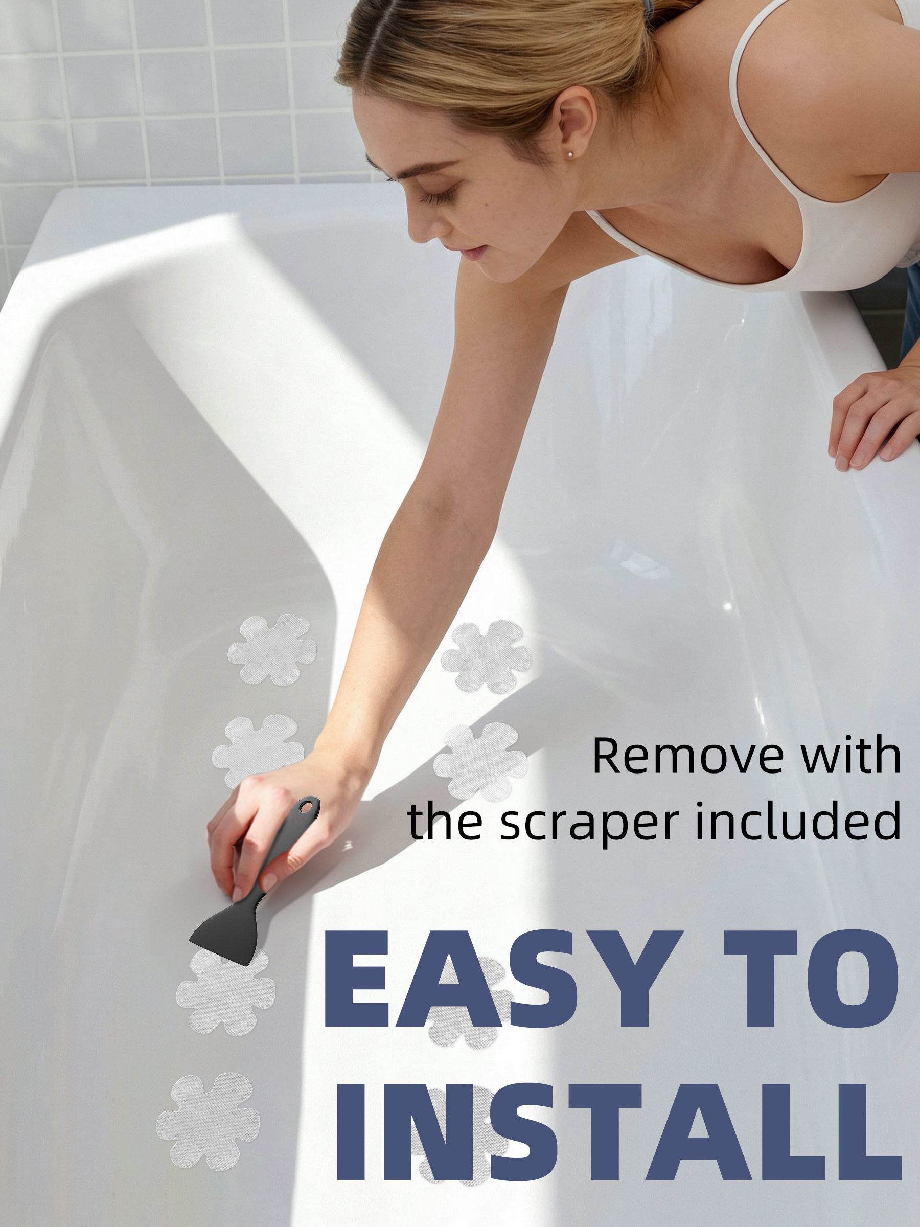 Secopad Non-Slip Bathtub Stickers, Safety Bathroom Tubs Showers Treads Adhesive Decals Scraper - Image 7