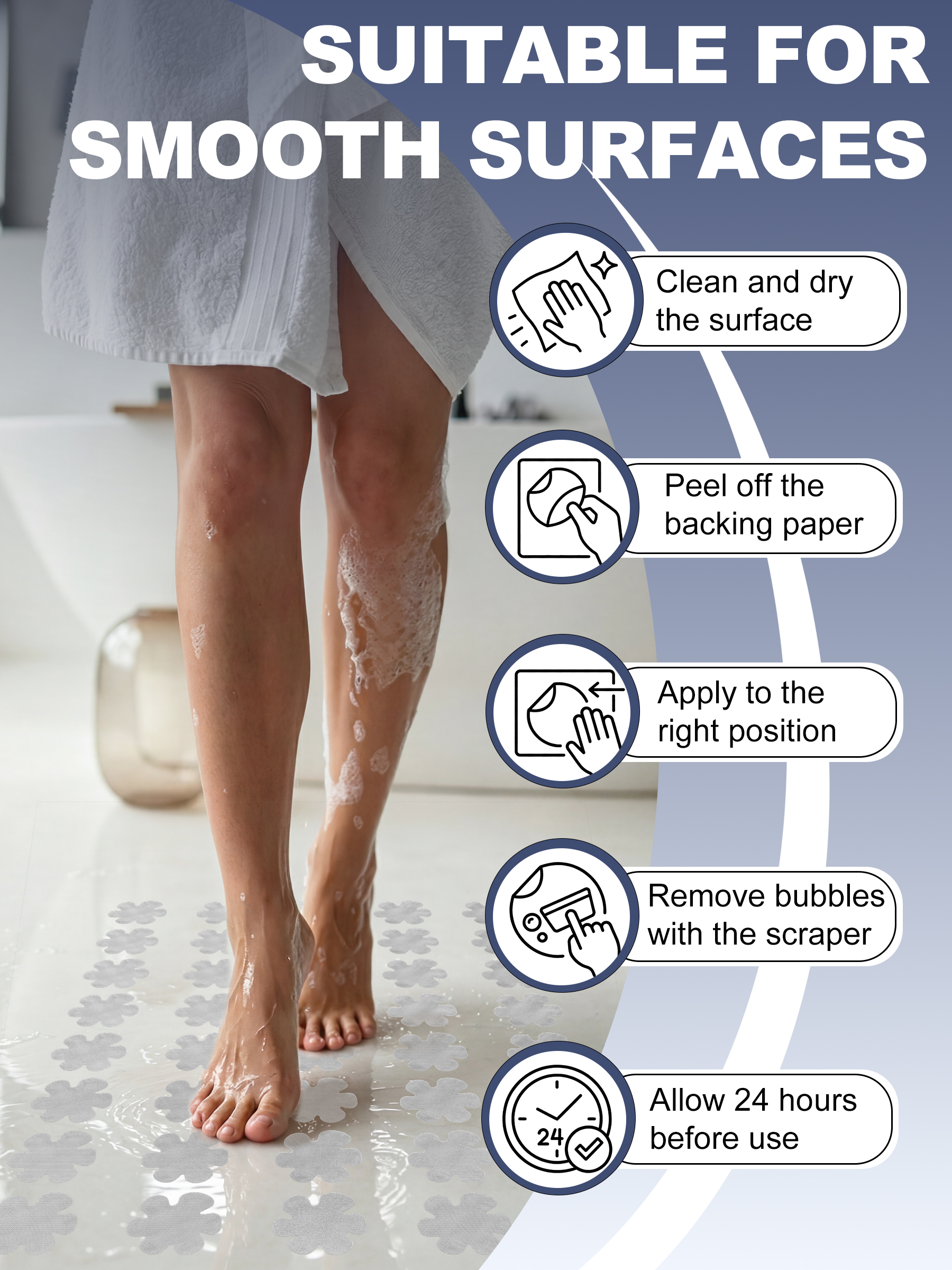 Secopad Non-Slip Bathtub Stickers, Safety Bathroom Tubs Showers Treads Adhesive Decals Scraper - Image 5