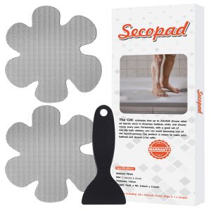 Secopad Non-Slip Bathtub Stickers, Safety Bathroom Tubs Showers Treads Adhesive Decals Scraper