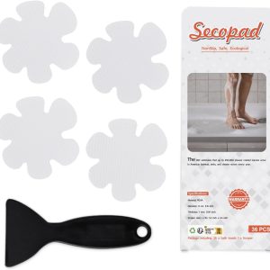 Secopad 36PCS Bathtub Stickers Non-Slip, Safety Shower Treads Adhesive Appliques with Premium Scraper - White