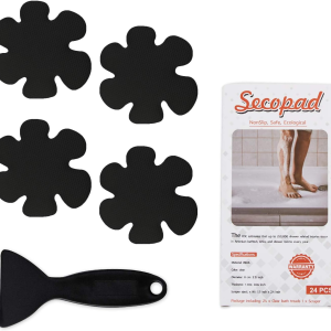 Secopad Non-Slip Bathtub Stickers, Safety Bathroom Tubs Showers Treads Adhesive Decals Scraper - Black