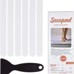 Secopad Non-Slip Bathtub Stickers, Safety Bathroom Tubs Showers Treads Adhesive Decals with Scraper - Clear