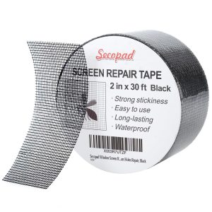 Black Window Screen Repair Tape, Screen Repair Kit for Windows or Doors, Strong Adhesive Fiberglass Mesh Patch Tape - 2IN x 30FT, Black
