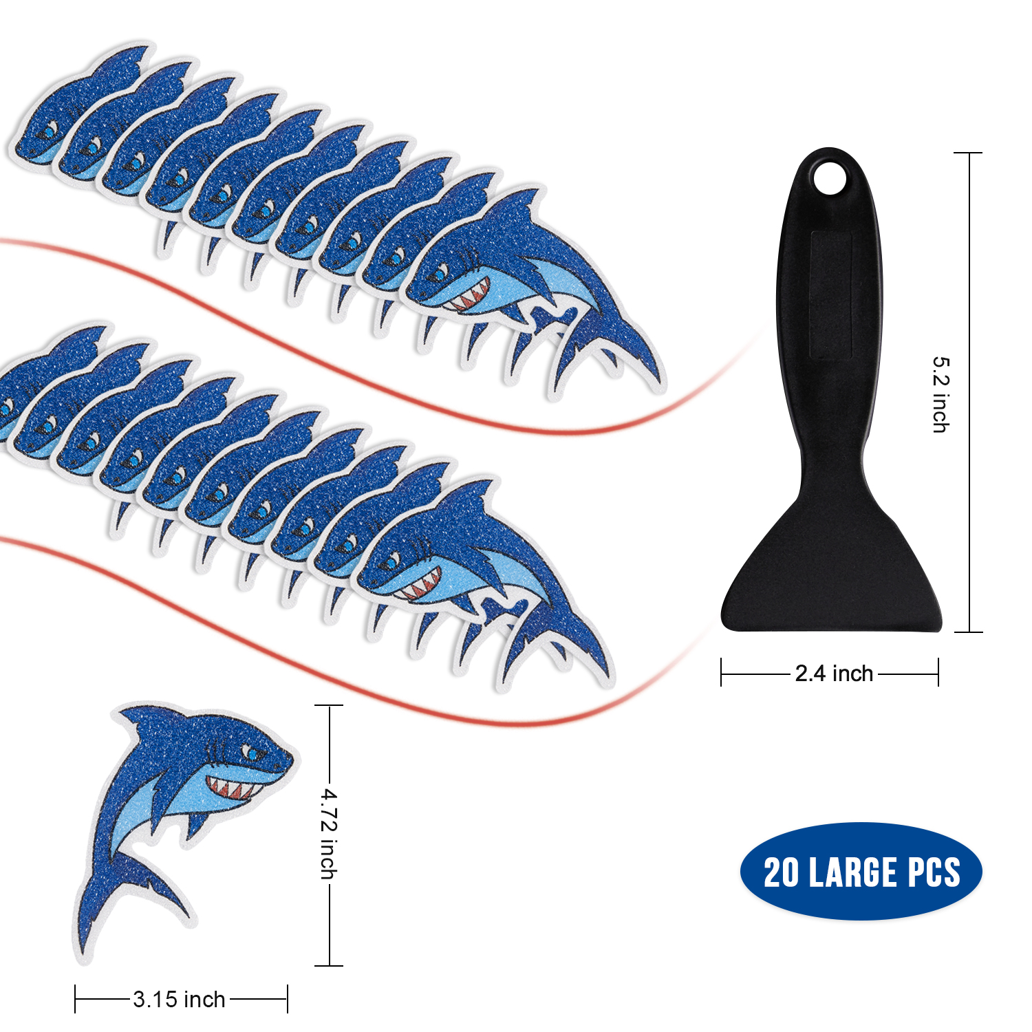 Secopad Non Slip Shark Bathtub Stickers, 20 PCS Adhesive Anti Slip Decal Threads for Shower and Bath Tub - Image 4