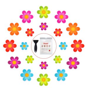 Secopad Bathtub Stickers Non-Slip, Safety Shower Treads Adhesive Bright Flowers Appliques with Premium Scraper - 20PCS