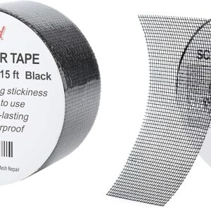 Secopad Black Window Screen Repair Tape, Screen Repair Kit for Windows or Doors, Strong Adhesive Screen Patch Fiberglass Screen Tape Mesh Repair - Black, 2IN x 15FT (Pack of 2)