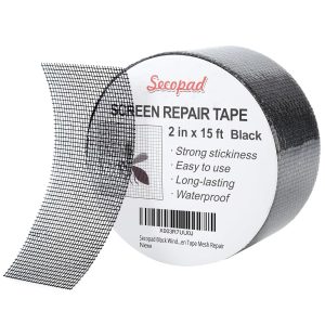 Secopad Black Window Screen Repair Tape, Screen Repair Kit for Windows or Doors, Strong Adhesive Screen Patch Fiberglass Screen Tape Mesh Repair - Black, 2IN x 15FT