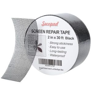 Secopad Black Window Screen Repair Tape, Screen Repair Kit for Windows or Doors, Strong Adhesive Screen Patch Fiberglass Screen Tape Mesh Repair - Black, 2IN x 30FT