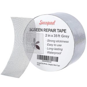 Secopad Grey Window Screen Repair Tape,Screen Repair Kit for Windows or Doors, Strong Adhesive Patch Kit Fiberglass Mesh Tape - Grey, 2IN x 30FT
