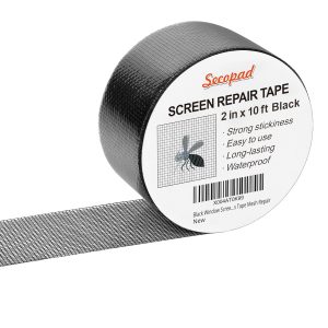 Secopad Grey Window Screen Repair Tape,Screen Repair Kit for Windows or Doors, Strong Adhesive Patch Kit Fiberglass Mesh Tape (Copy) - Black, 2IN x 10FT