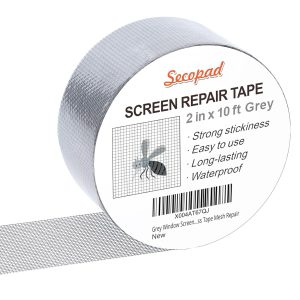 Secopad Grey Window Screen Repair Tape,Screen Repair Kit for Windows or Doors, Strong Adhesive Patch Kit Fiberglass Mesh Tape (Copy) - Grey, 2IN x 10FT