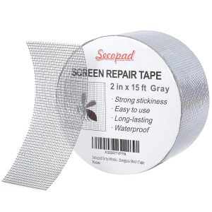 Secopad Grey Window Screen Repair Tape,Screen Repair Kit for Windows or Doors, Strong Adhesive Patch Kit Fiberglass Mesh Tape - Grey, 2IN x 15FT