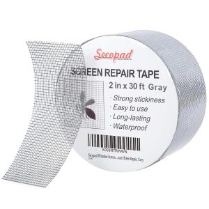 Secopad Grey Window Screen Repair Tape,Screen Repair Kit for Windows or Doors, Strong Adhesive Patch Kit Fiberglass Mesh Tape