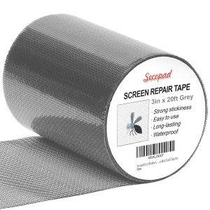 Secopad Grey Window Screen Repair Tape,Screen Repair Kit for Windows or Doors, Strong Adhesive Patch Kit Fiberglass Mesh Tape - Grey, 3IN x 20FT
