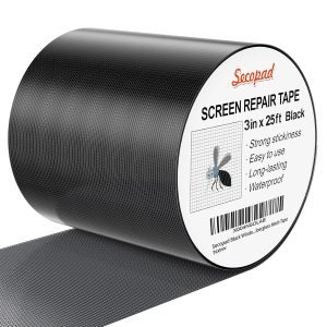 Secopad Grey Window Screen Repair Tape,Screen Repair Kit for Windows or Doors, Strong Adhesive Patch Kit Fiberglass Mesh Tape - Black, 2IN x 35FT
