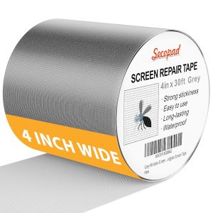 Secopad Grey Window Screen Repair Tape,Screen Repair Kit for Windows or Doors, Strong Adhesive Patch Kit Fiberglass Mesh Tape (Copy) - Grey, 4IN x 30FT