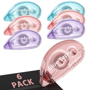 Secopad 12 Pack Scrapbook Tape, Double Sided Tape Roller for Crafts, Adhesive Glue Runner for Scrapbooking Journal Supplies, Glue Roller School Office Teacher Supply for Kids and Adults - Light-colored Shell, 6