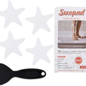 Secopad Anti Slip Shower Stickers 24 PCS Safety Bathtub Strips Adhesive Decals with Premium Scraper - White