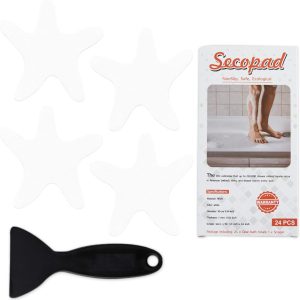 Secopad Anti Slip Shower Stickers, 24 PCS Safety Bathtub Stickers Adhesive Decals with Premium Scraper for Bath Tub Shower Stairs Ladders Boats - White