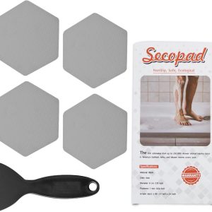 Secopad Bathtub Stickers Non-Slip, 36 PCS White Hexagon Safety Shower Treads Adhesive Appliques with Premium Scraper