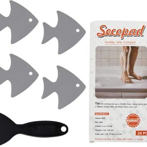 Secopad Bathtub Stickers Non-Slip, 24 PCS Safety Shower Treads Adhesive Appliques with Premium Scraper
