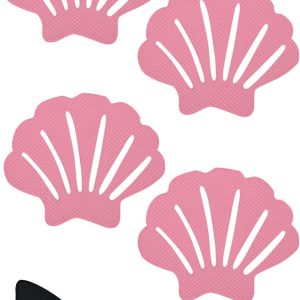 Secopad Non-Slip Bathtub Stickers, 24 PCS Shell Safety Bathroom Tubs Showers Treads Adhesive Decals Scraper - Pink