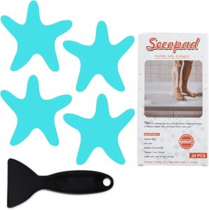 Secopad Anti Slip Shower Stickers, 24 PCS Safety Bathtub Stickers Adhesive Decals with Premium Scraper for Bath Tub Shower Stairs Ladders Boats